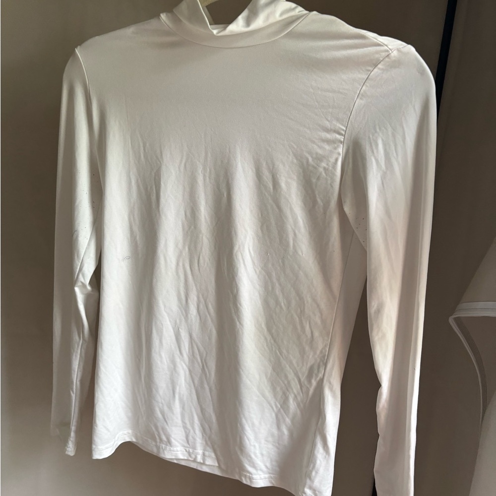 White Long Sleeve Tee with High Neck